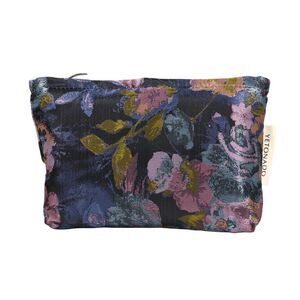 Durable Flower Painting Handheld Makeup Bag for Vacation Medium Blue Purple